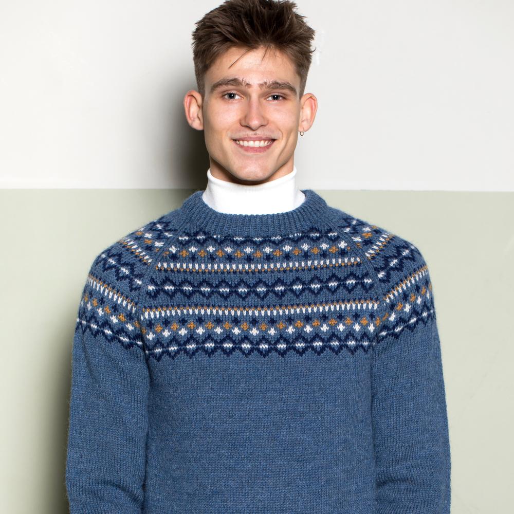 Strikk The Look: Oder-genser denim (sterk)