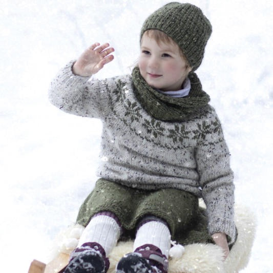 Strikk The Look: Snurreskjørt barn oliven