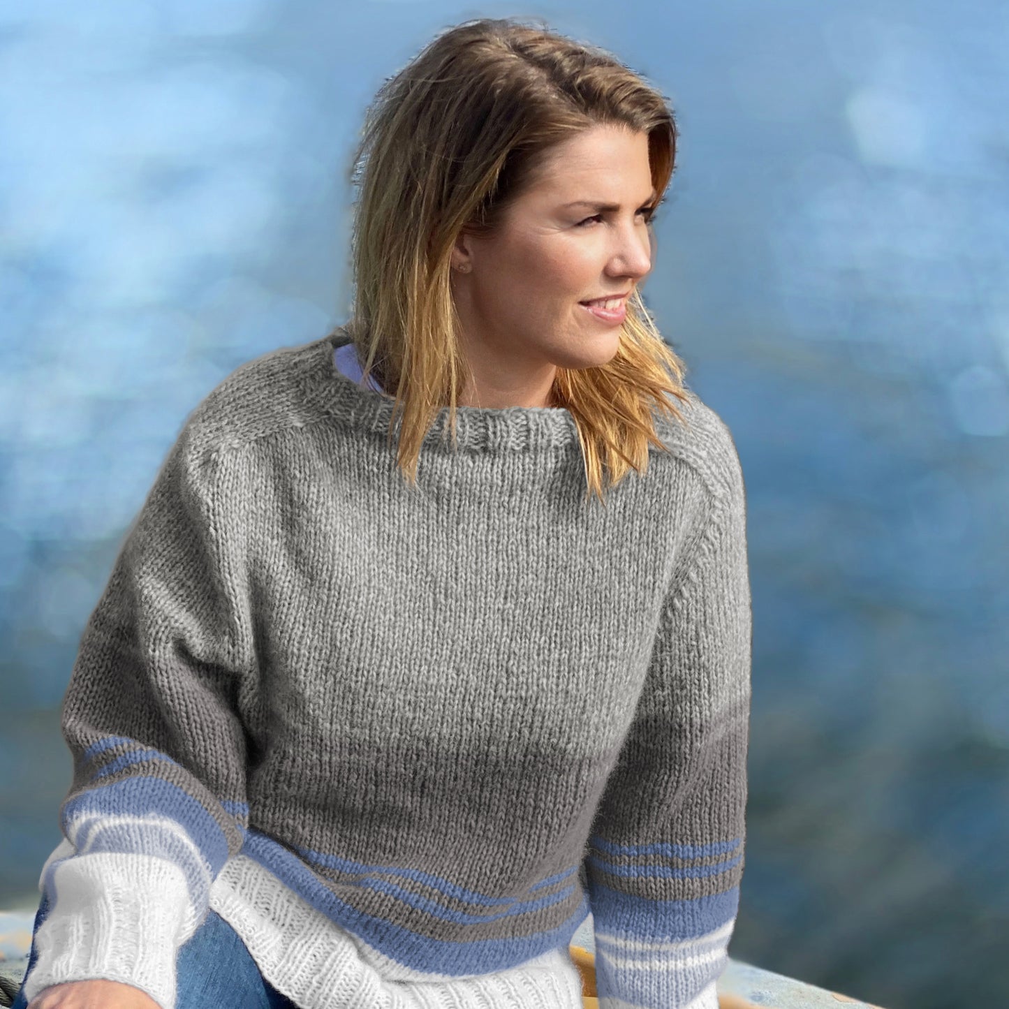 Strikk The Look: Frutti-genser grå/blå