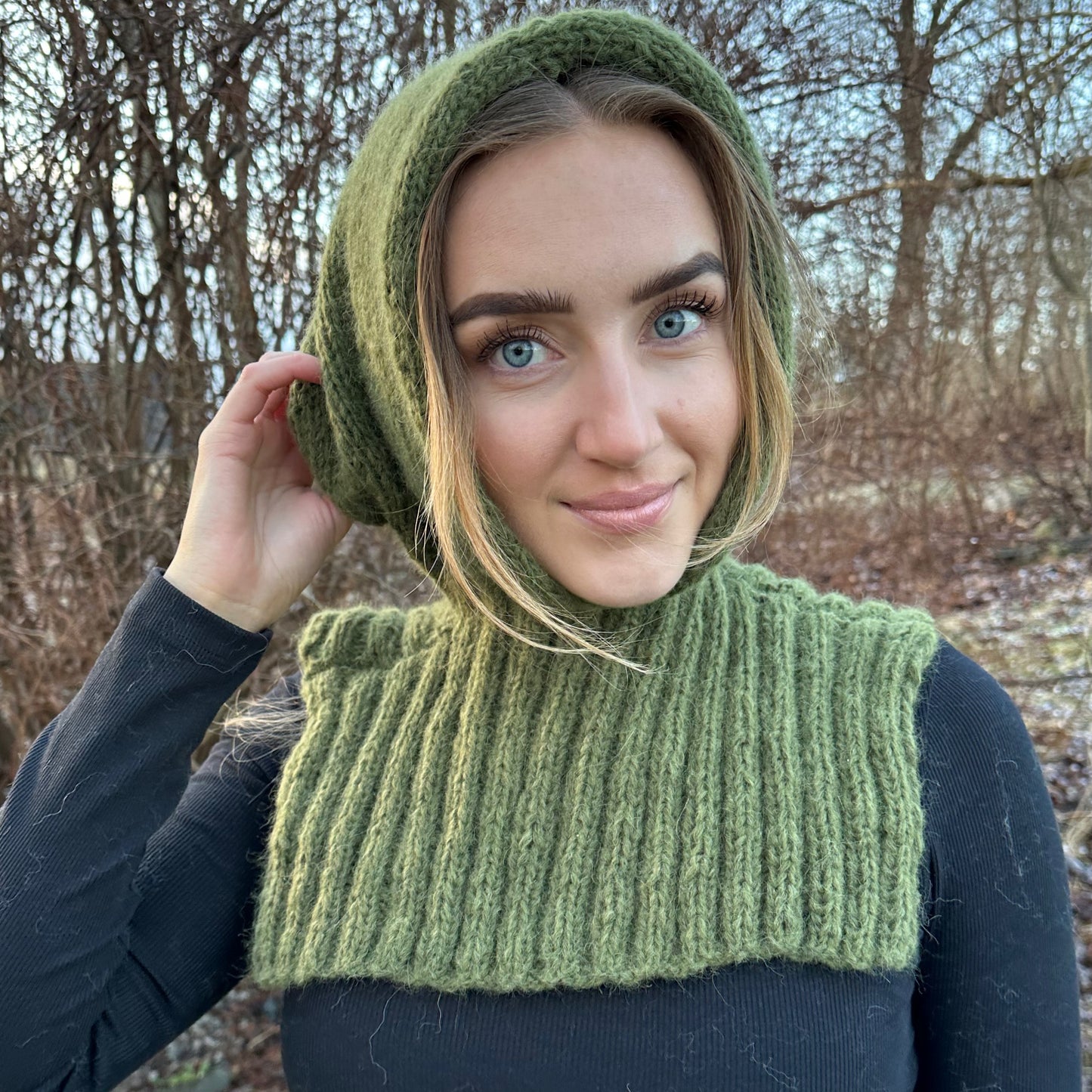 Strikk The Look: Hood-hette grønn