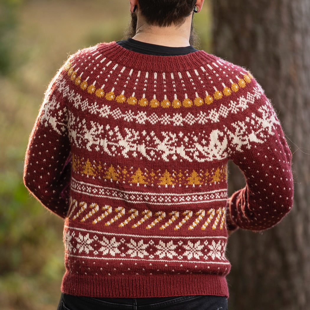 Strikk The Look: Julemysterietgenser voksen burgunder