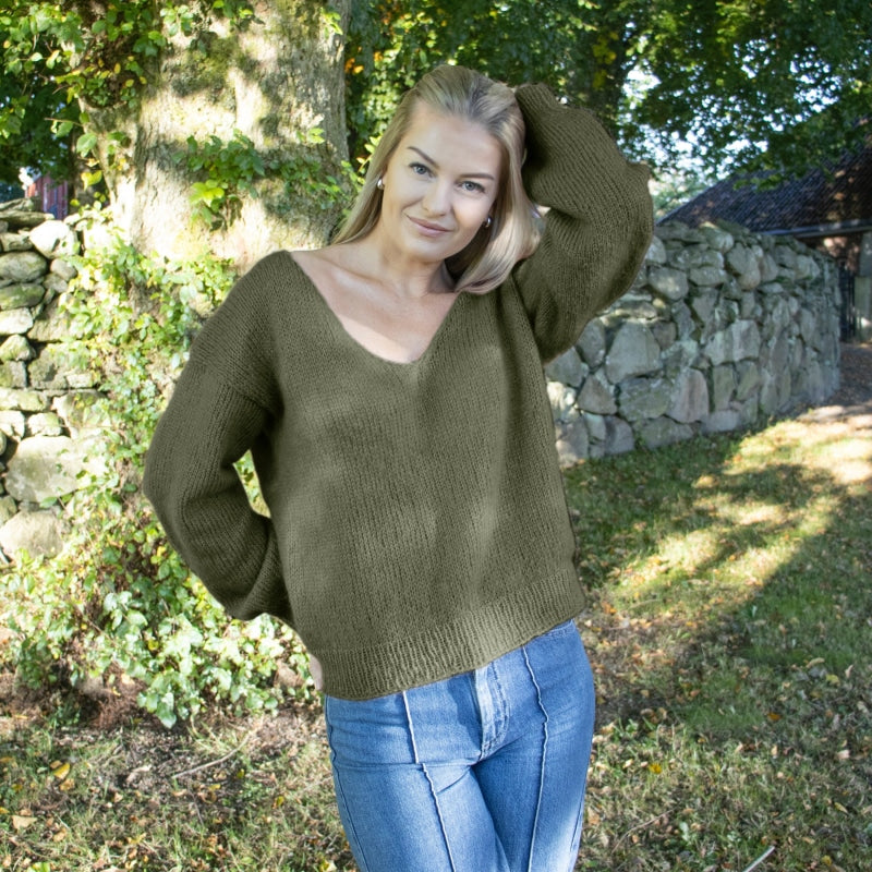 Strikk The Look: Amanda-genser armygrønn