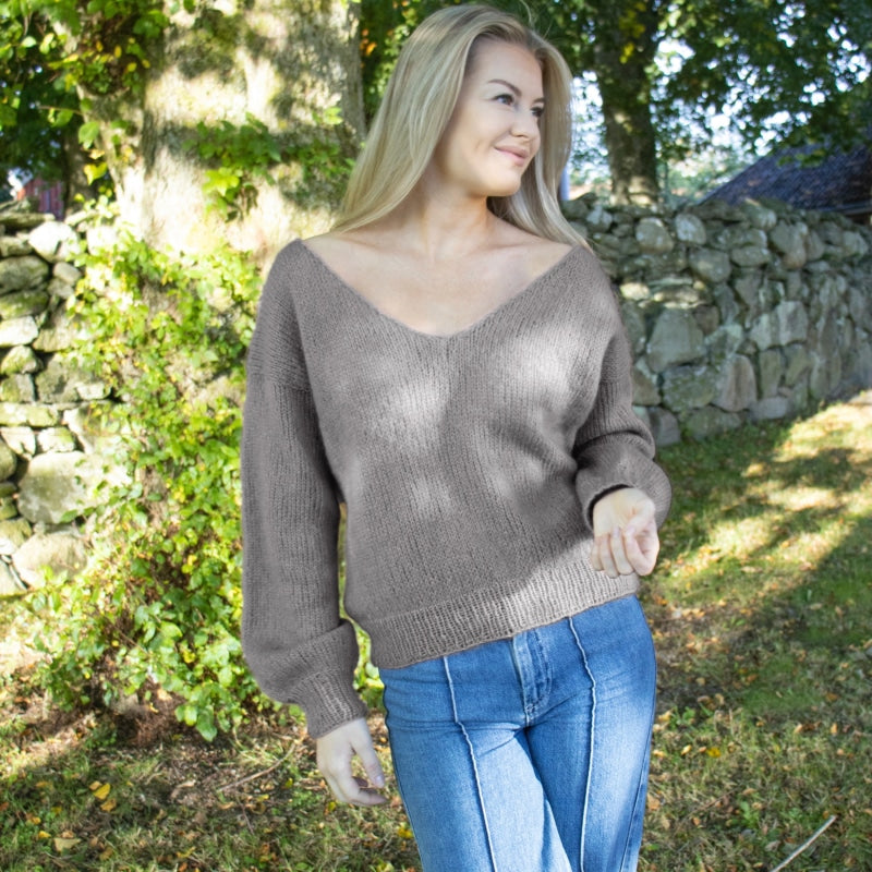 Strikk The Look: Amanda-genser blygrå