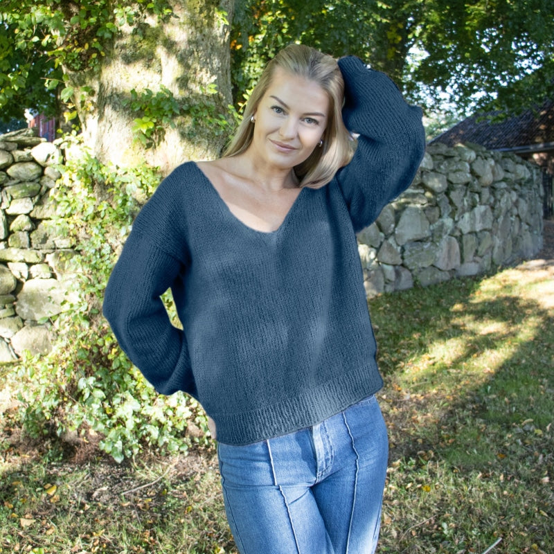 Strikk The Look: Amanda-genser denim