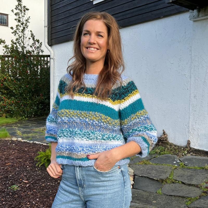 Strikk The Look: Anki-genser med 3/4 erme blå