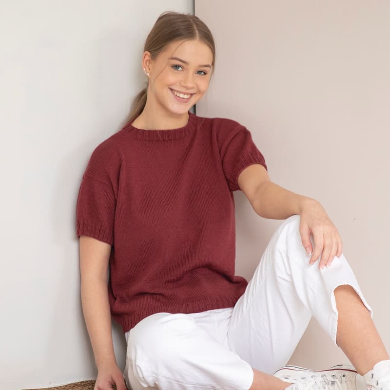 Strikk The Look:  Basic-t-skjorte mørk gammelrosa