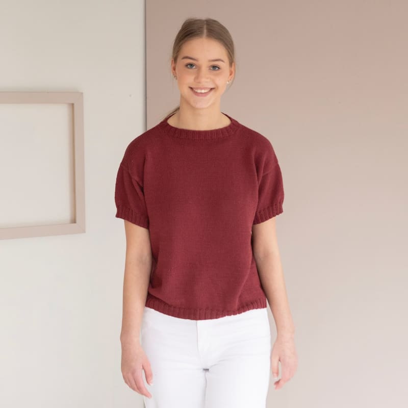 Strikk The Look:  Basic-t-skjorte mørk gammelrosa