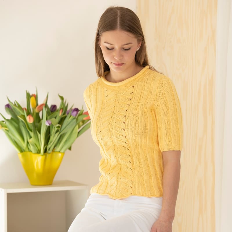 Strikk The Look: Blåne-topp gul