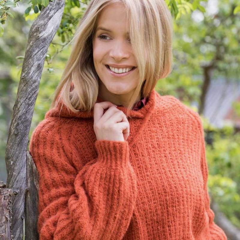 Strikk The Look: Carin-hettegenser brent oransje