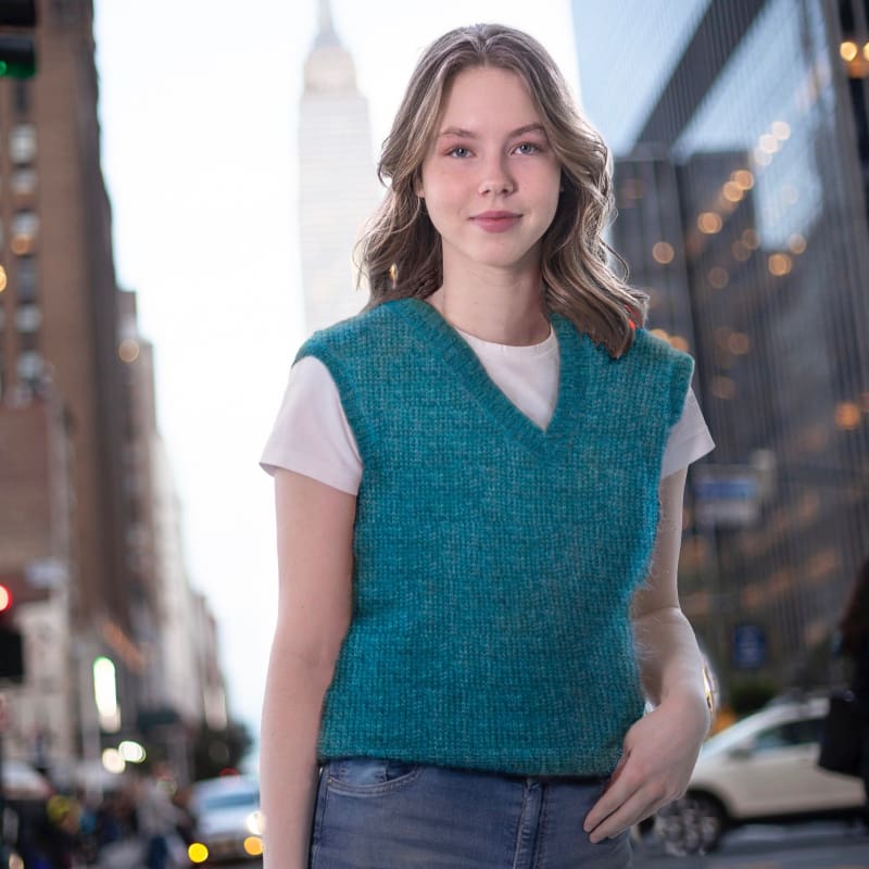 Strikk The Look: Clara-vest turkis