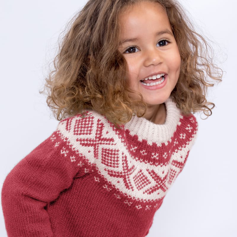 Strikk The Look: Cortina-genser barn chilirød