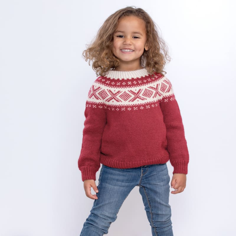 Strikk The Look: Cortina-genser barn chilirød