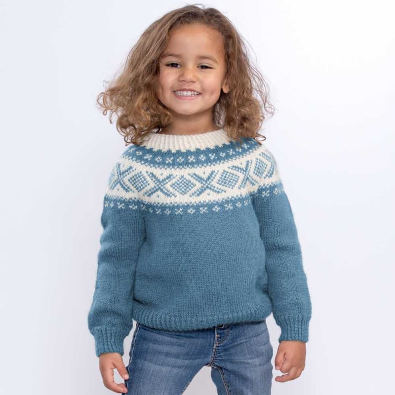 Strikk The Look: Cortina-genser barn lys denim