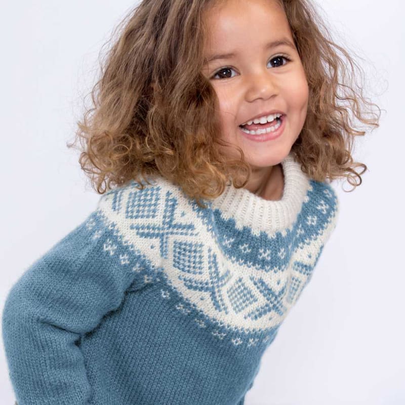 Strikk The Look: Cortina-genser barn lys denim