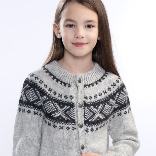 Strikk The Look: Cortina-jakke kids grå