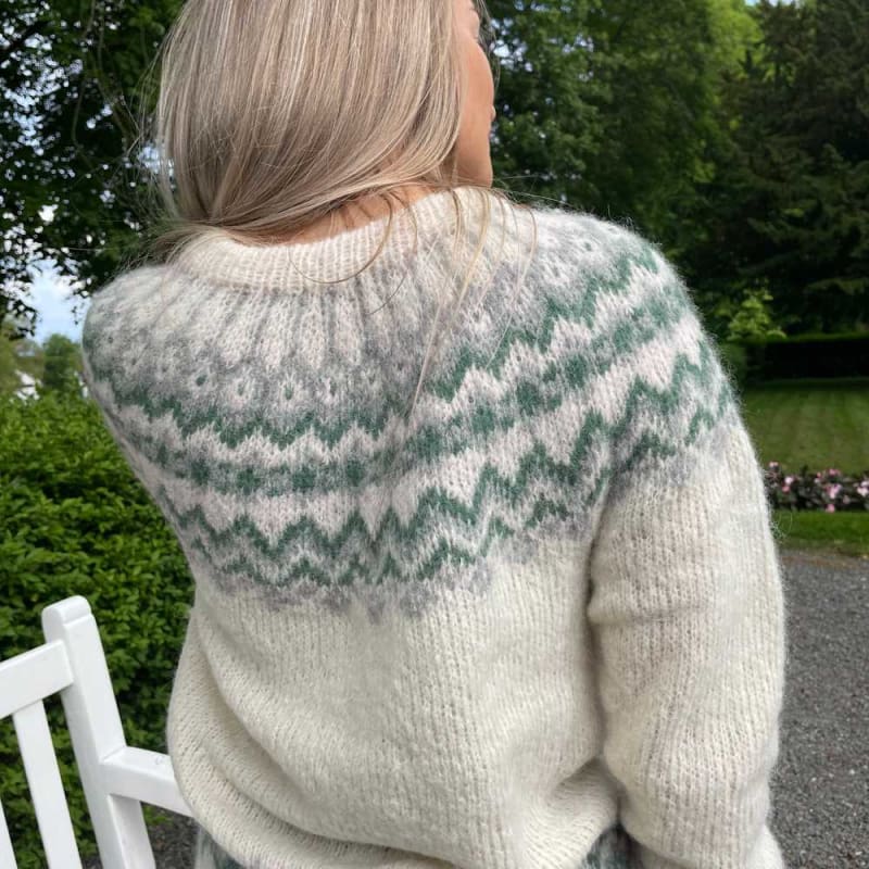 Strikk The Look: Dolomitt-genser hvit/grønn