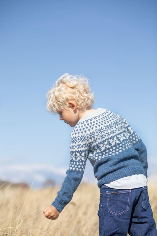 Strikk The Look: Dovrefjell-jakke denim barn