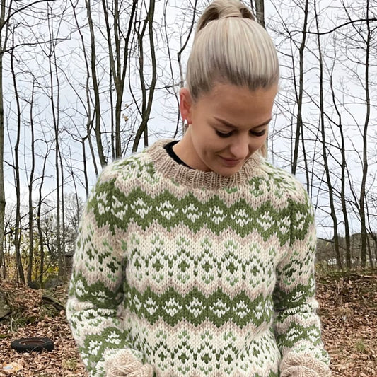 Strikk the Look : Drifa-genser  beige/hvit