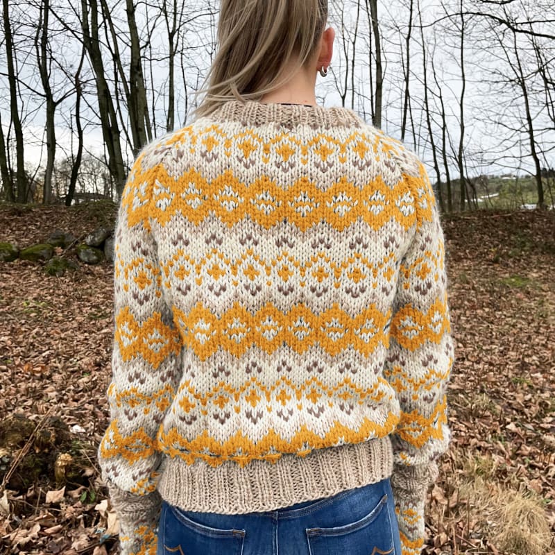 Strikk The Look : Drifa-genser gul/hvit