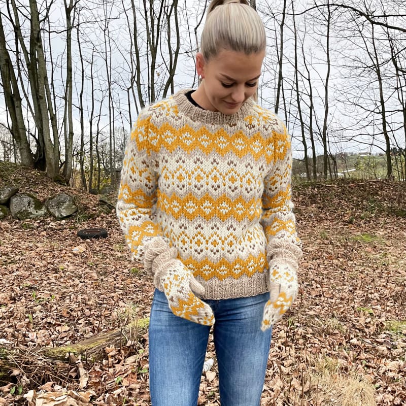 Strikk The Look : Drifa-genser gul/hvit