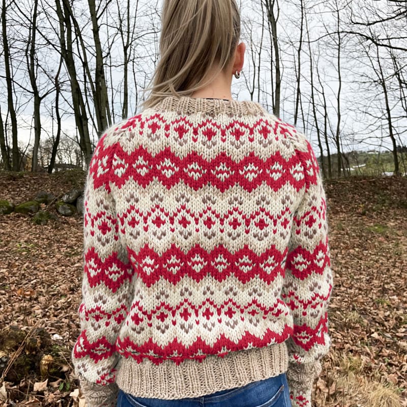 Strikk The Look: Drifa-genser rød/natur