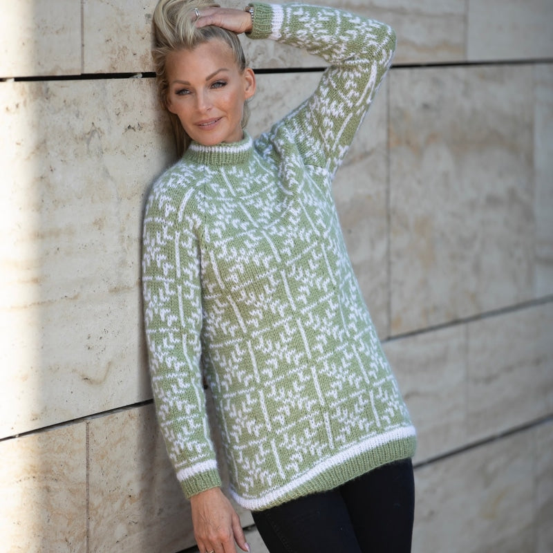 Strikk The Look: Faith-genser mosegrønn