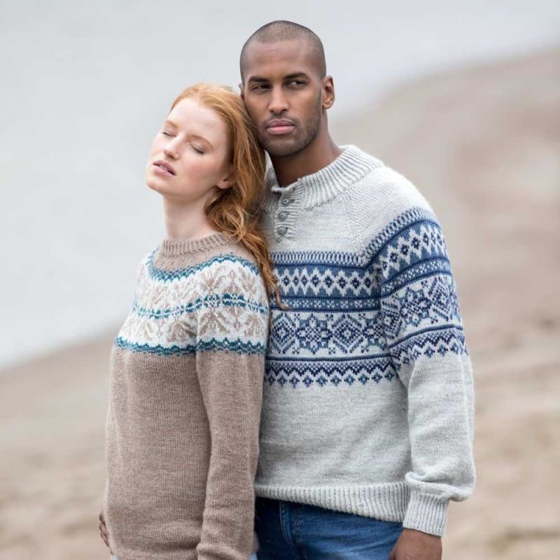 Strikk The Look: Filip-genser grå/blå