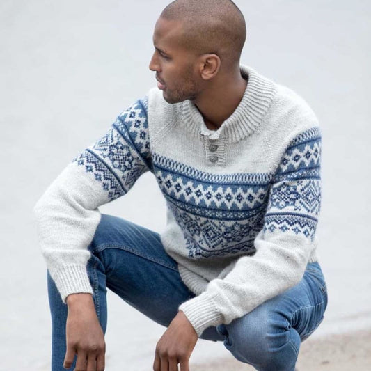 Strikk The Look: Filip-genser grå/blå