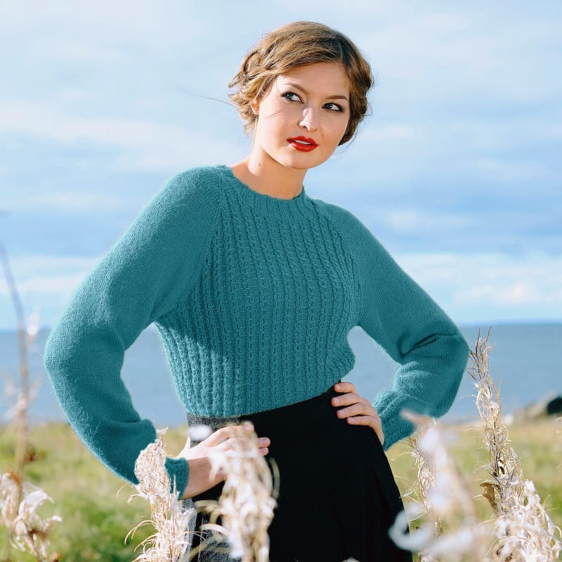 Strikk The Look: Augusta-genser med raglanfelling petrol