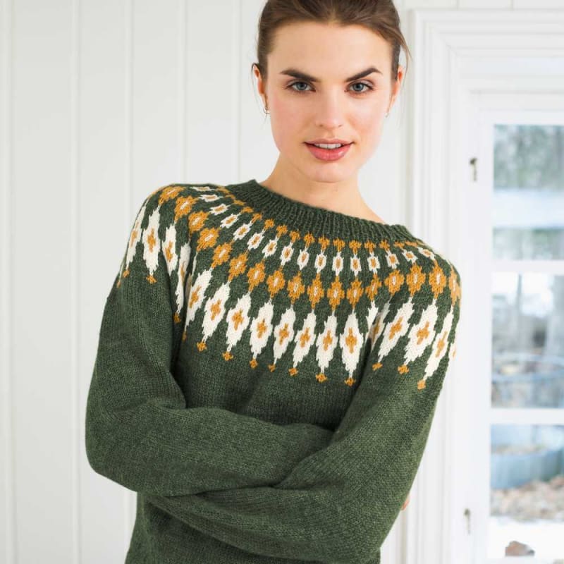 Strikk The Look: Gyri-genser flaskegrønn/gul