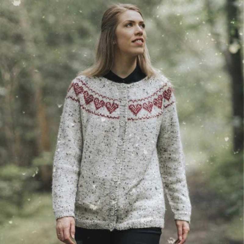 Strikk The Look: Hjerte-jakke voksen natur
