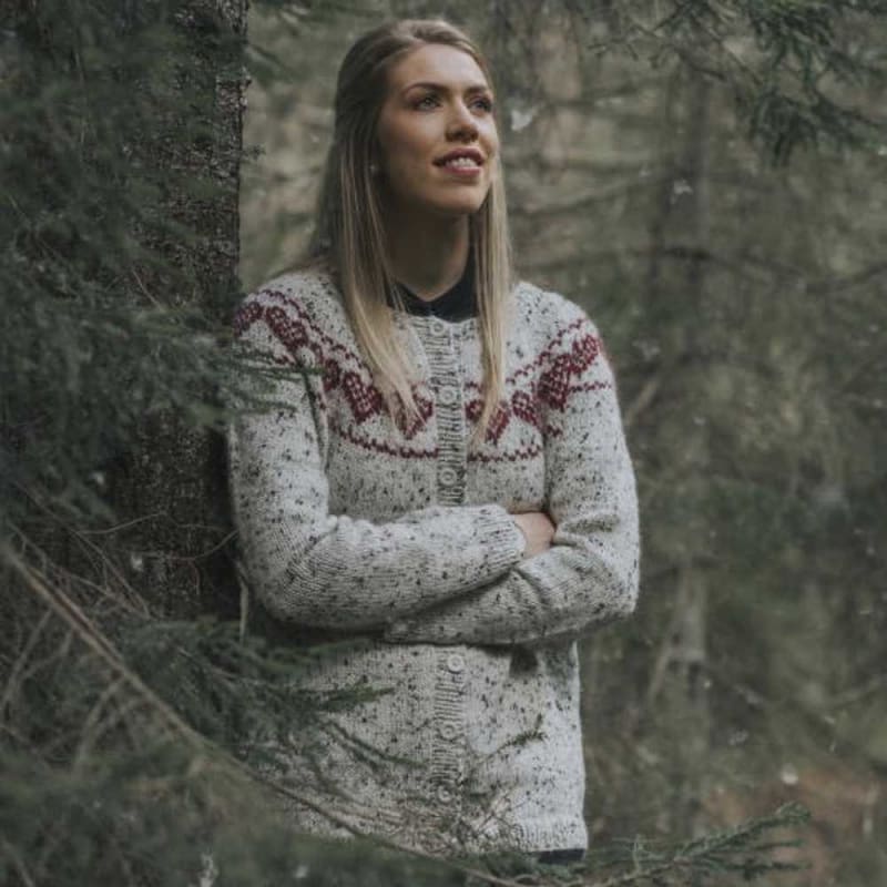 Strikk The Look: Hjerte-jakke voksen natur
