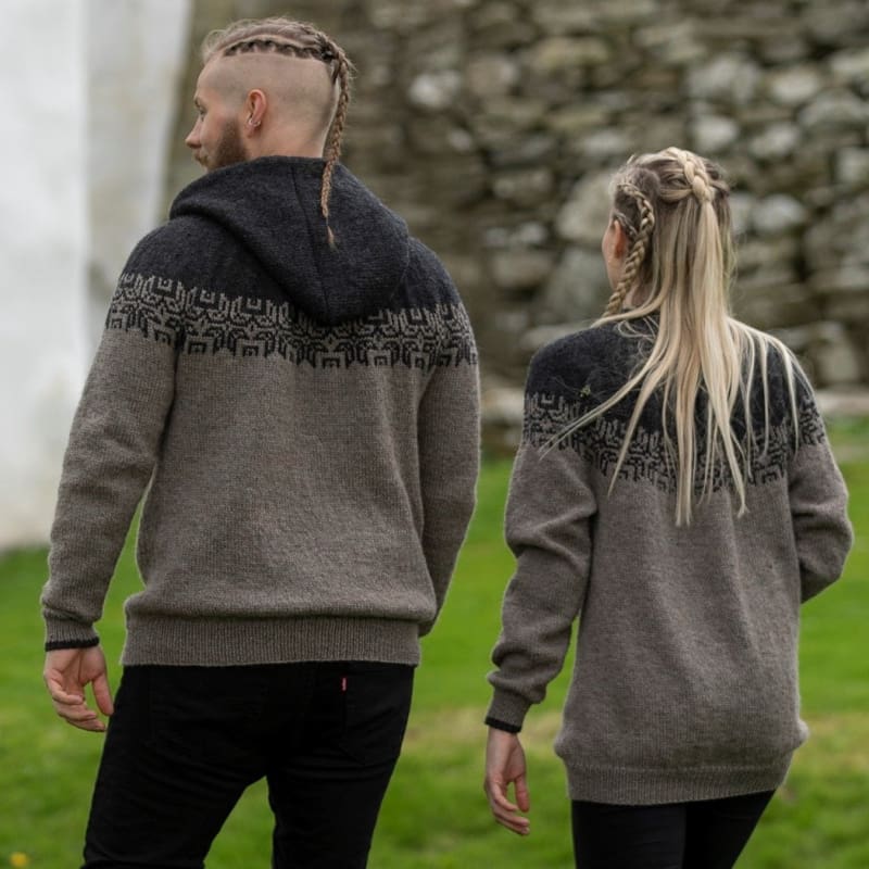 Strikk The Look: Hod-genser grå/koks