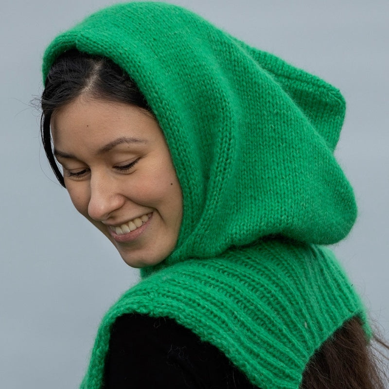 Strikk The Look: Hood-hette eplegrønn