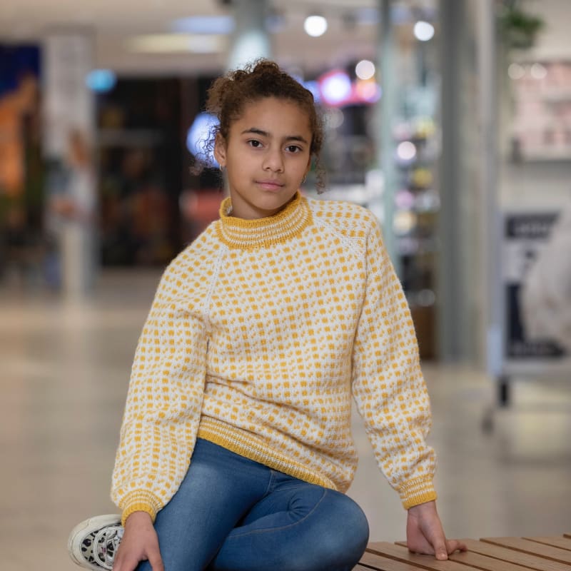 Strikk The Look: Islender-genser hvit/gul