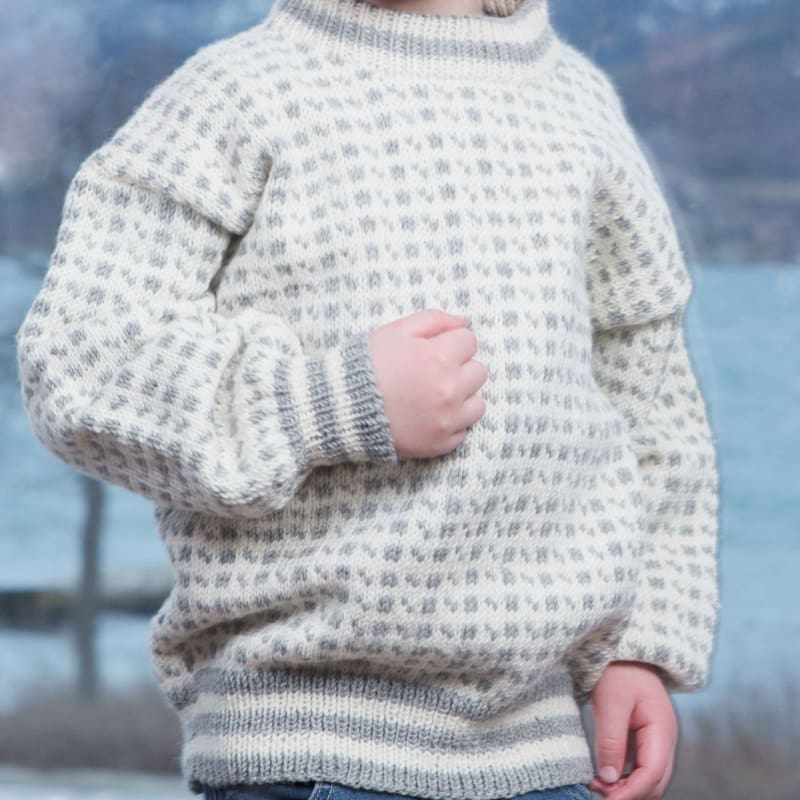 Strikk The Look: Islender natur/grå barn Sportsragg