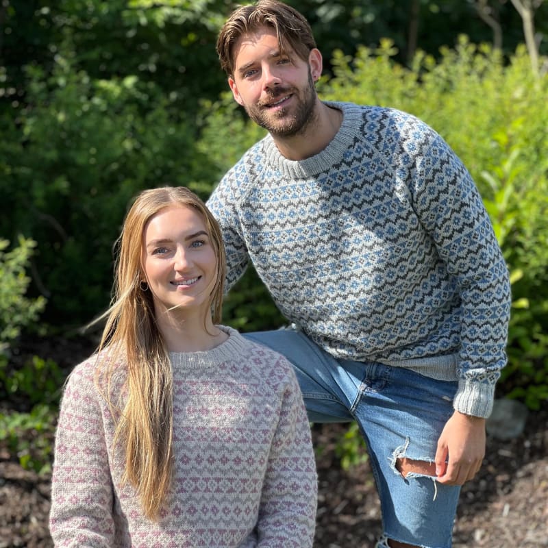 Strikk The Look: Jazz-genser rosa/grå