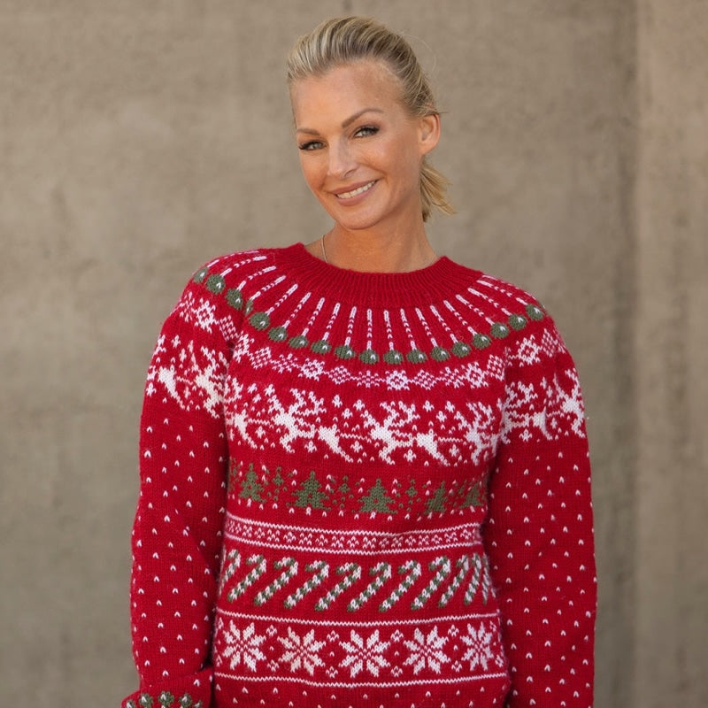 Strikk The Look: Julemysterietgenser voksen rød