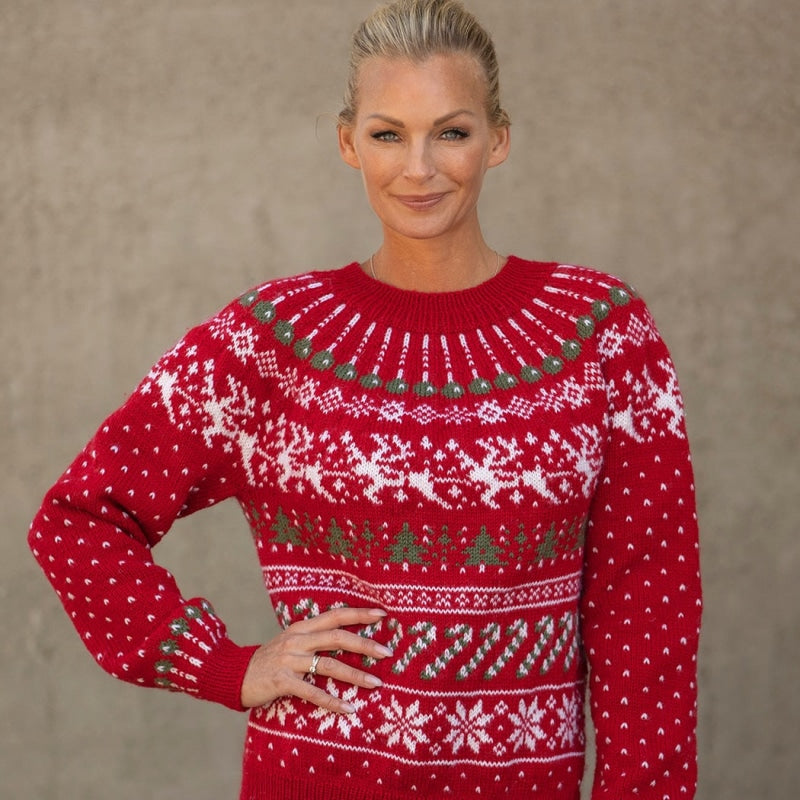 Strikk The Look: Julemysterietgenser voksen rød