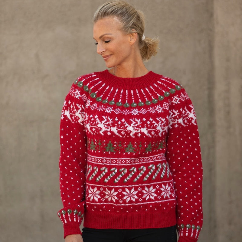 Strikk The Look: Julemysterietgenser voksen rød