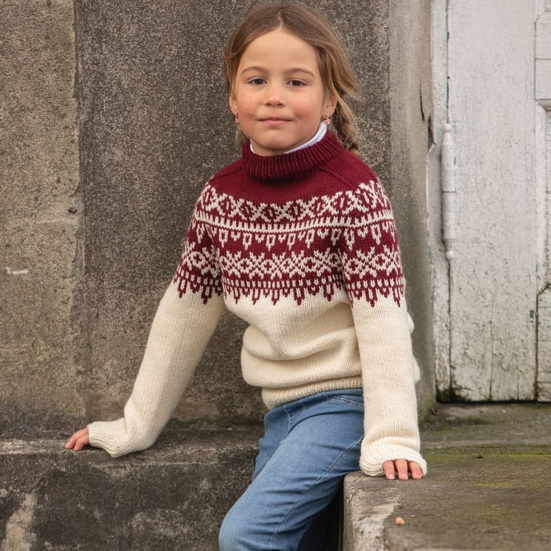 Strikk The Look: Krus-genser barn natur