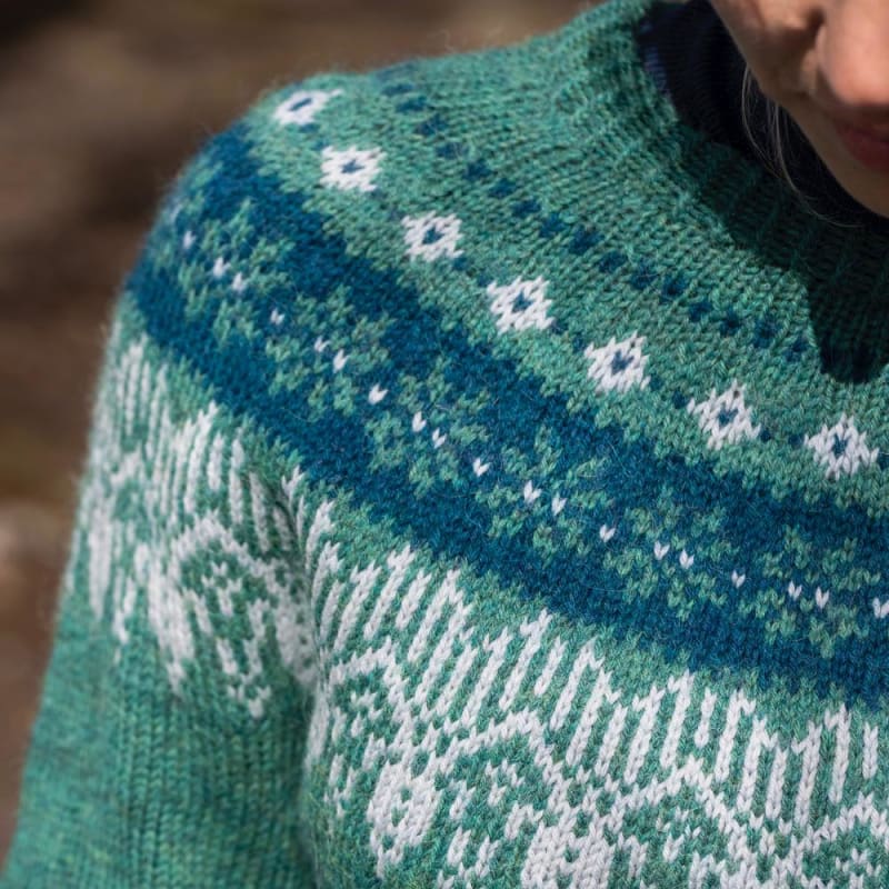 Strikk The Look: Kvitfjell-genser grønn melert