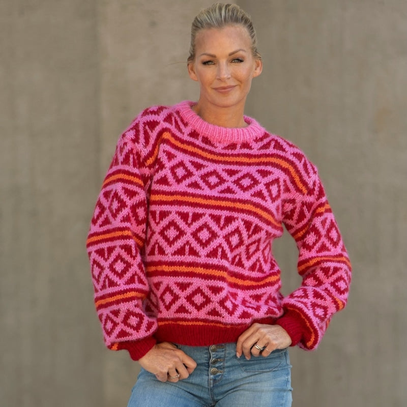 Strikk The Look: Lava-genser rosa