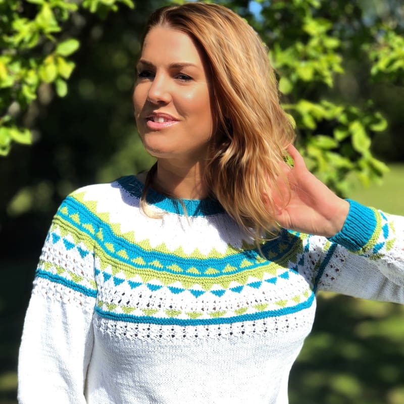 Strikk The Look: Leonora-genser turkis