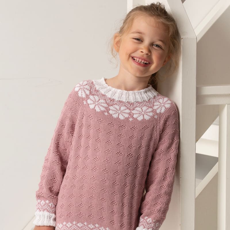 Strikk The Look: Lydia-genser barn pudderrosa