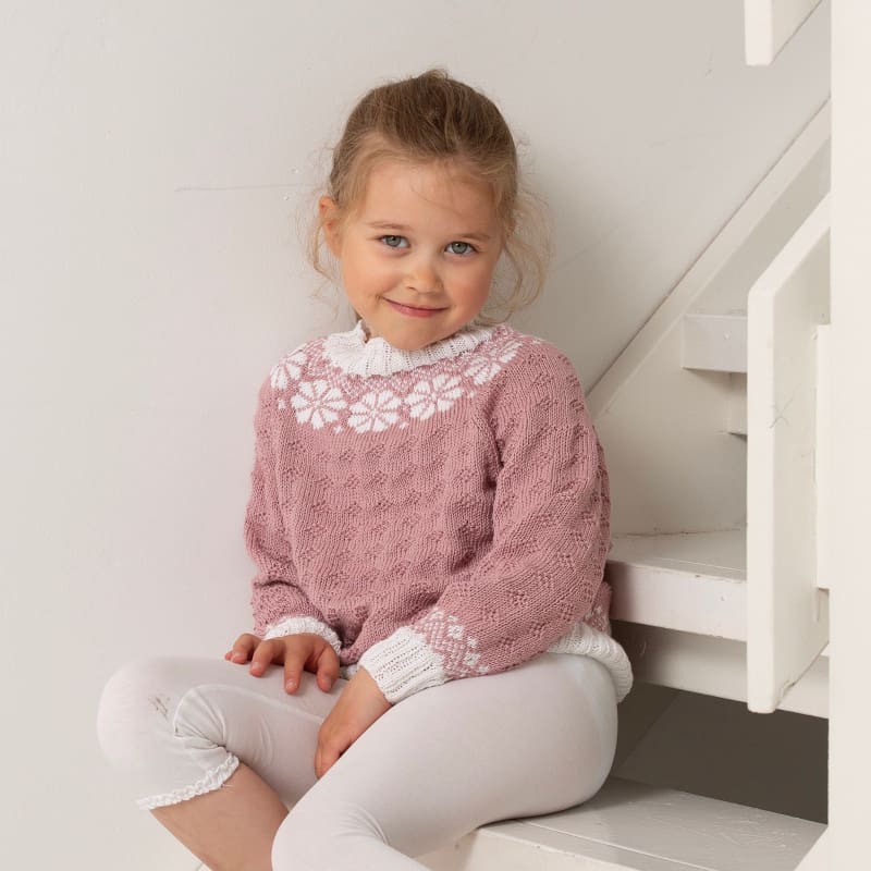 Strikk The Look: Lydia-genser barn pudderrosa