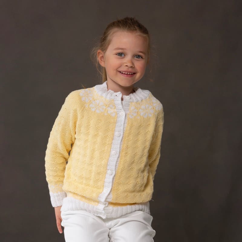 Strikk The Look: Lydia-jakke barn gul