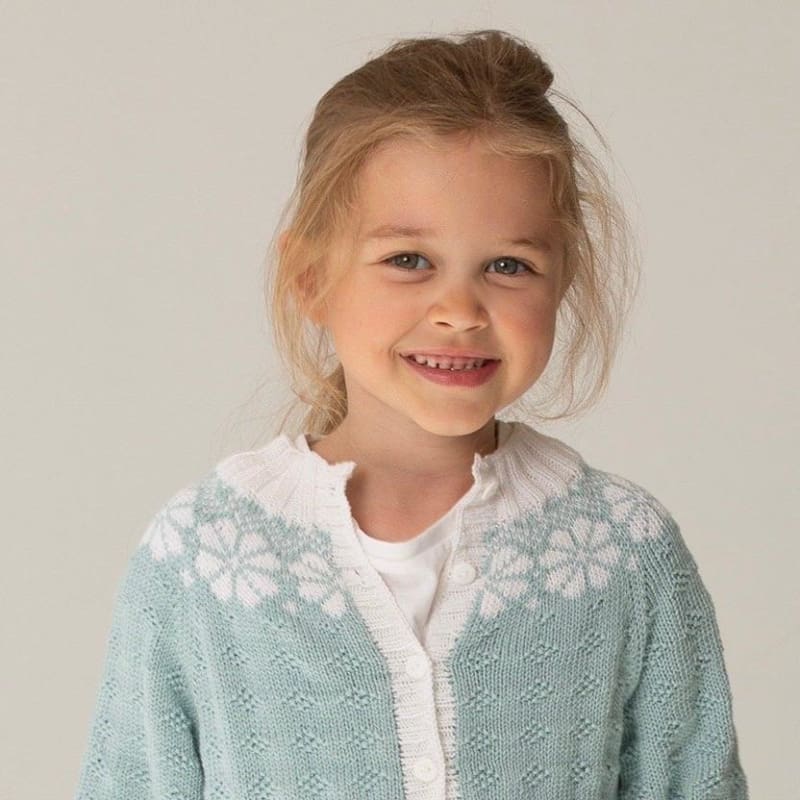 Strikk The Look: Lydia-jakke barn lys petrol
