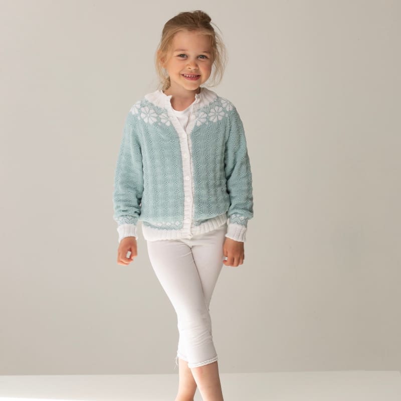 Strikk The Look: Lydia-jakke barn lys petrol