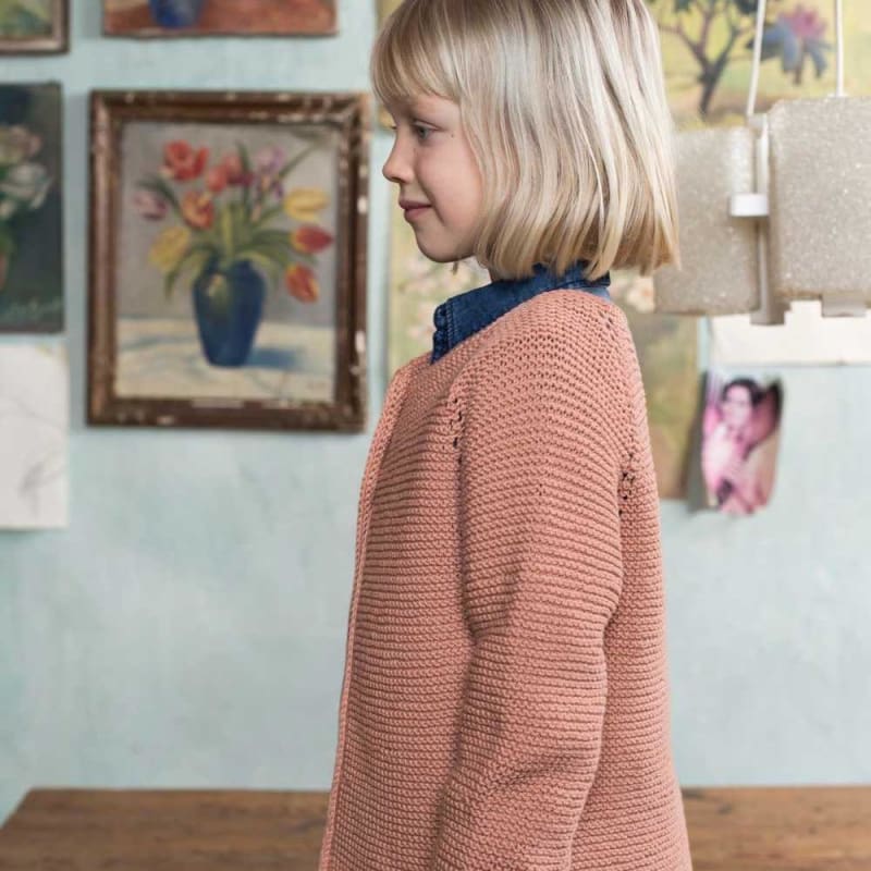 Strikk The Look: Lykkeliten-rillejakke pudderrosa